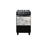 Cocina a gas agata plus 4 hornillas con tapa de vidrio parrilla gruesa negra Mystic