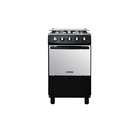 Cocina a gas agata plus 4 hornillas con tapa de vidrio parrilla gruesa negra Mystic