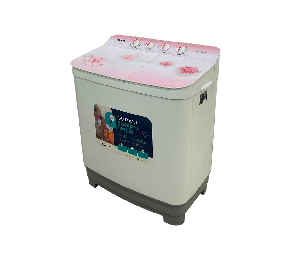 Lavadora semiautomática c/bomba d/tina tambor de acero inox. 12 kg Mystic