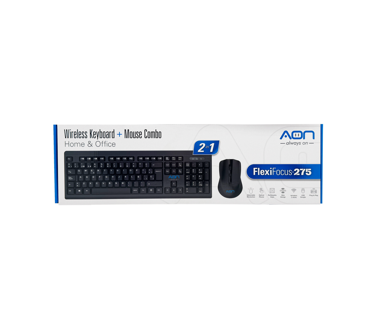 Combo Teclado + Mouse Inalambrico Black Aon