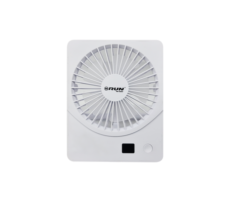 Ventilador recargable portátil pantalla digital 4" blanco Run