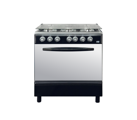 Cocina a gas 6 hornillas negro KR Plus