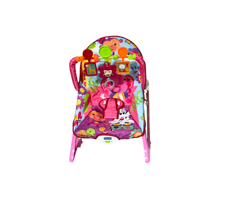 Silla mecedora c/acces y sonido dis. Safari rosado Bebesitos