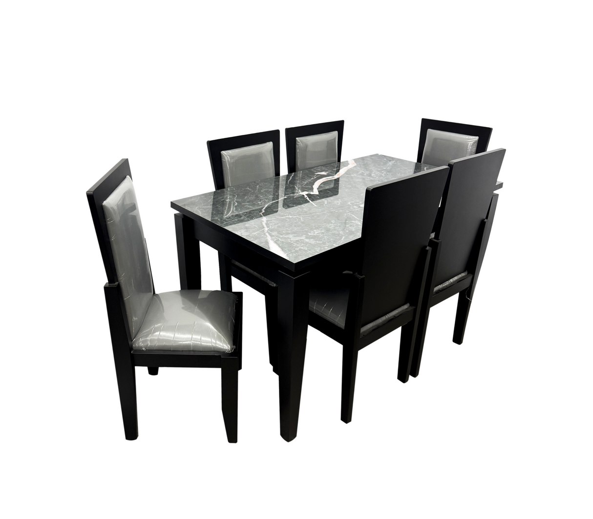 Comedor elegante 6 sillas c/tope pvc marmolizado claro Mercado Del Mueble