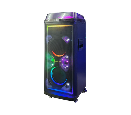 Corneta recar 8"x2 portátil karaoke/led/amplif. c/cont. 60W Sankey