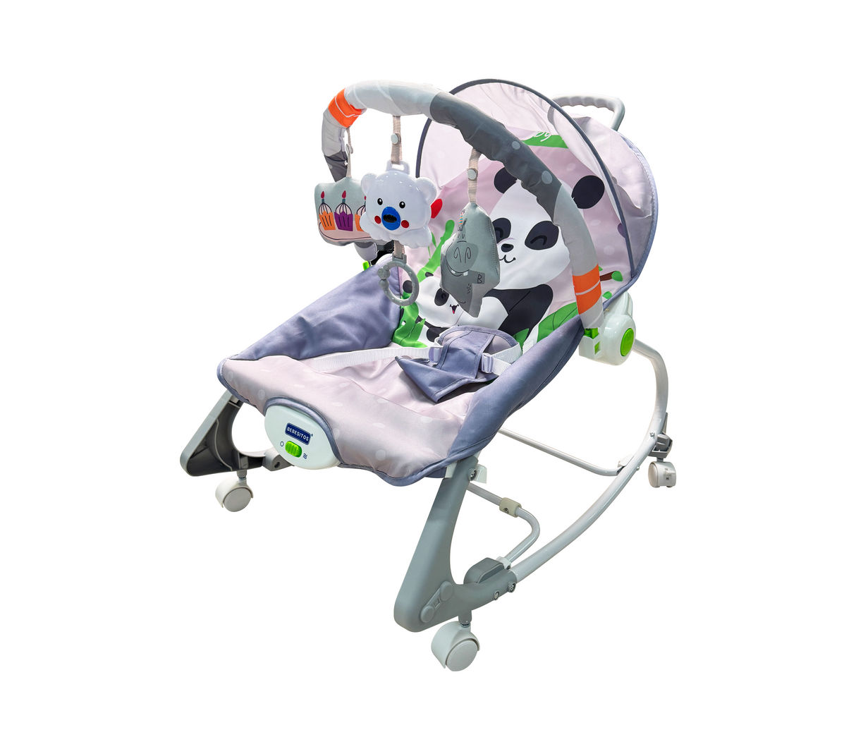 Silla mecedora con accesorios y sonido diseño oso Gris Bebesitos