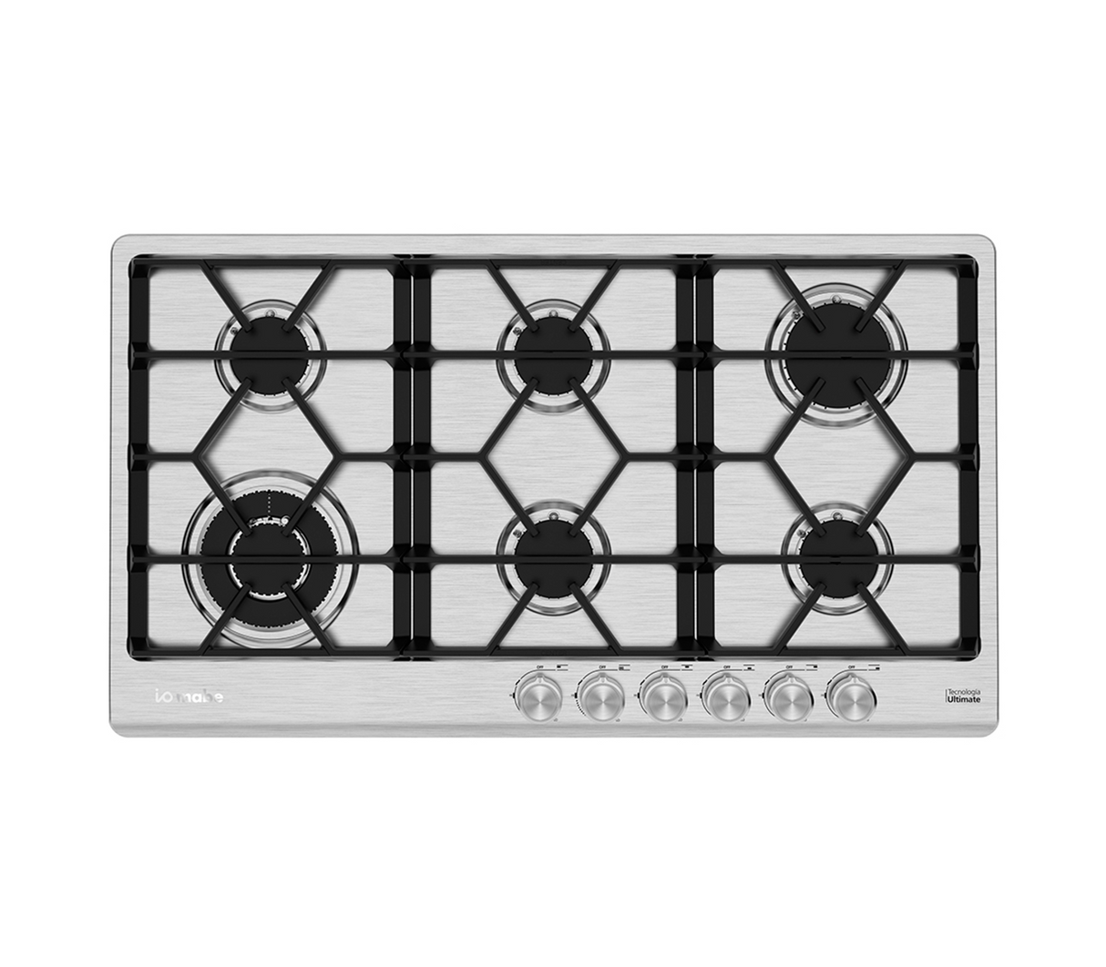 Tope de cocina a gas 6 hornillas IO 90 cm acero/inox Mabe