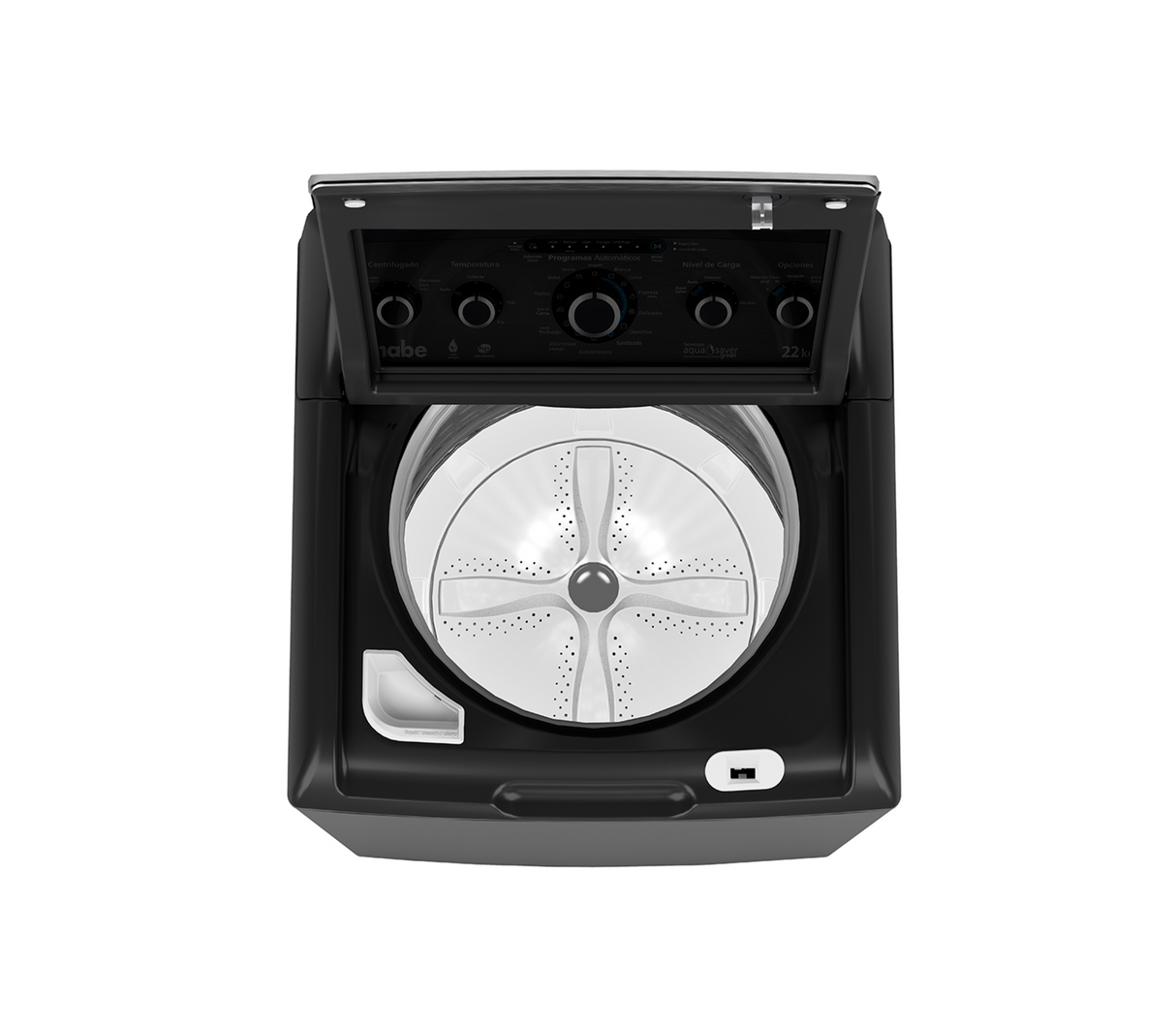 Lavadora automática 22 kg 5 perillas + botón Infusor Aqua diamond gray Mabe