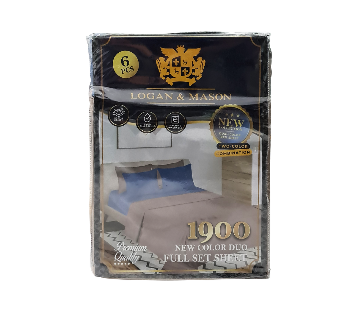 Juego de sábana matrimonial 6pcs 1900 Logan & Mason