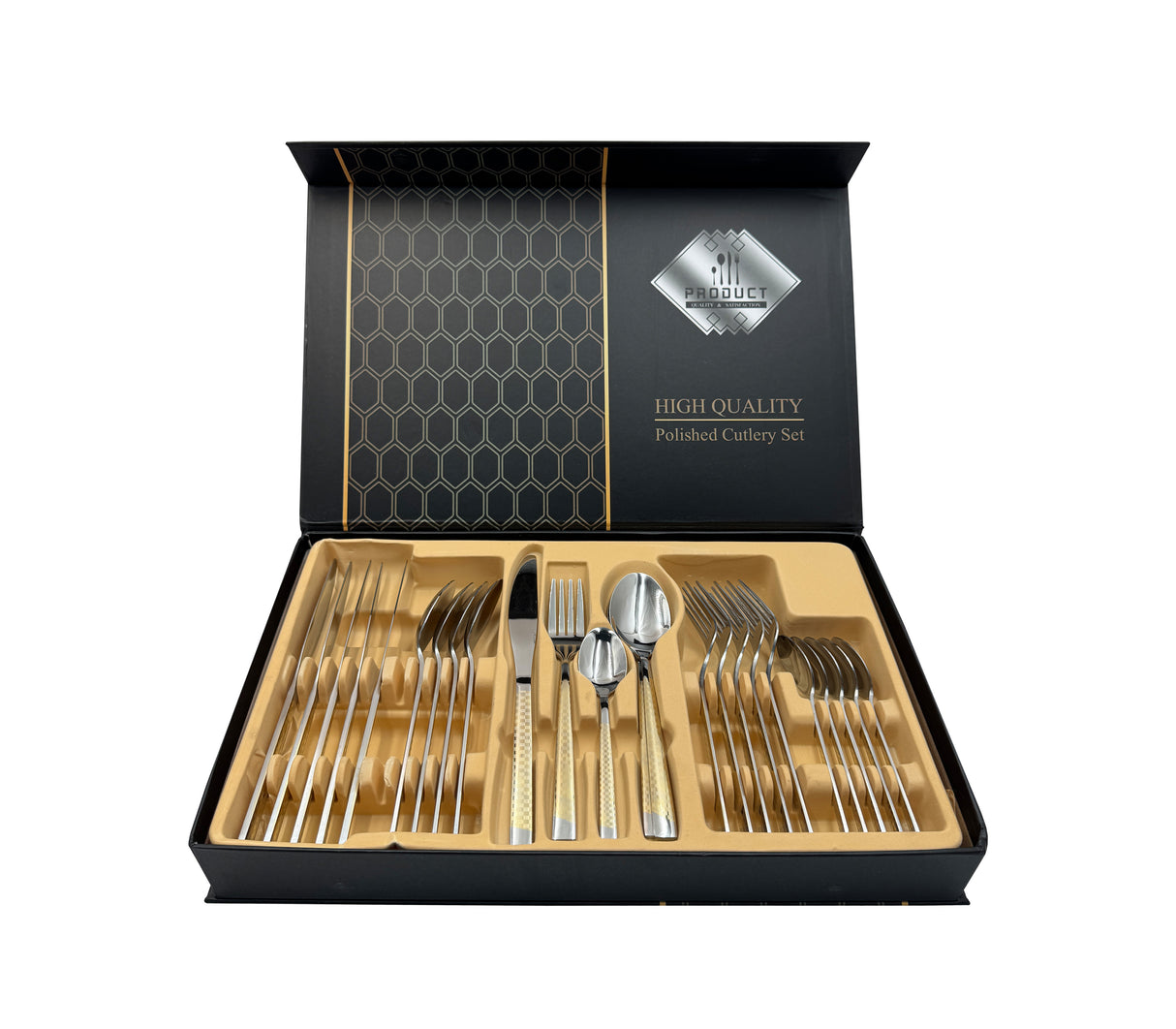Estuche de 24 piezas de cubiertos plateado Pamorde