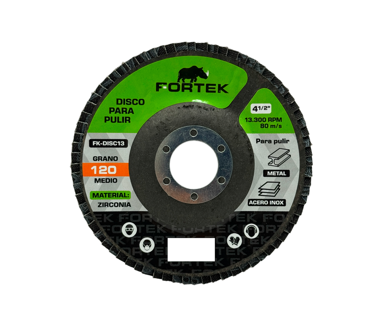 Disco para pulir madera 4 1/2" grano 120 medio Fortek