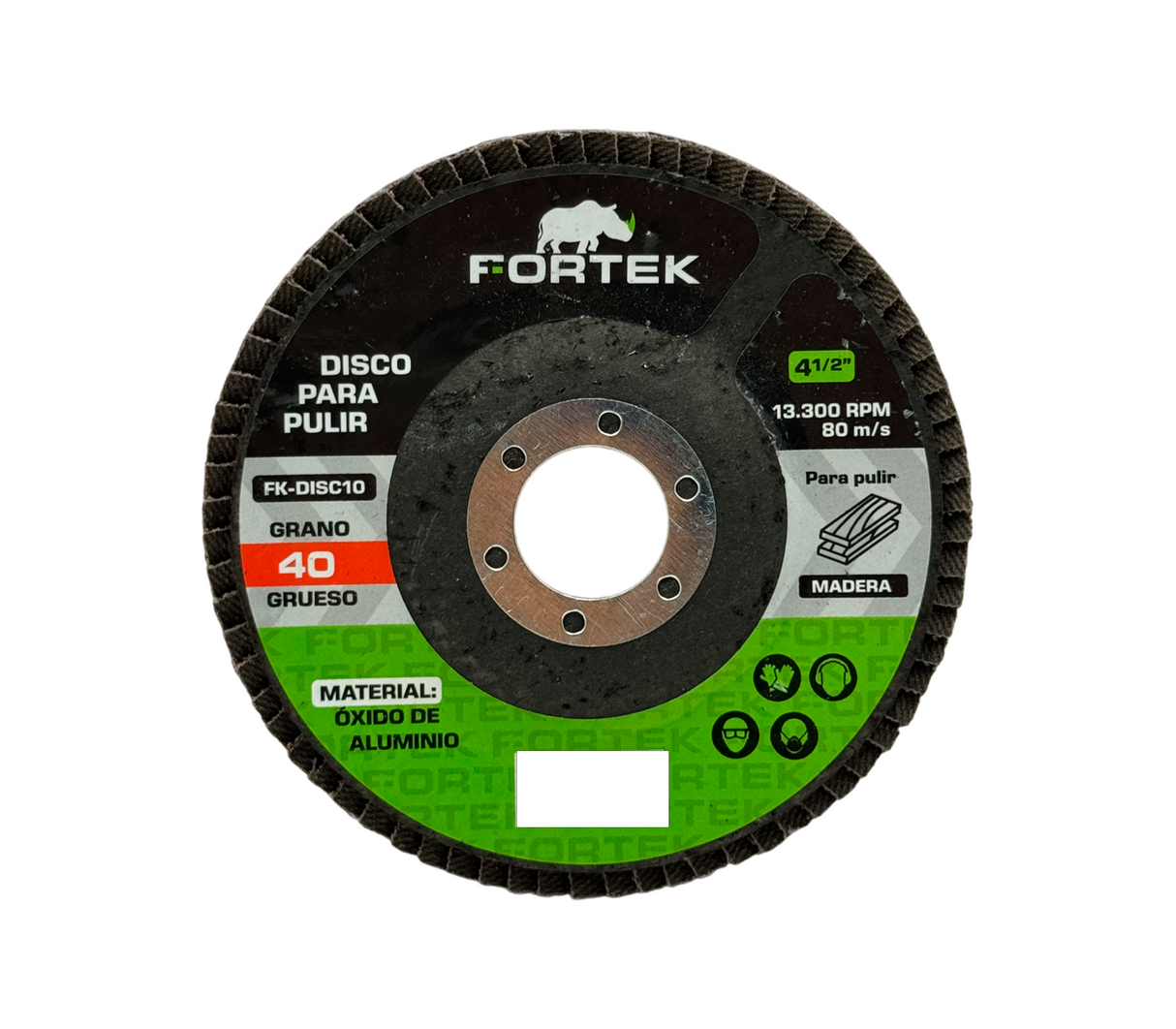 Disco para pulir madera 4 1/2" grano 40 grueso Fortek