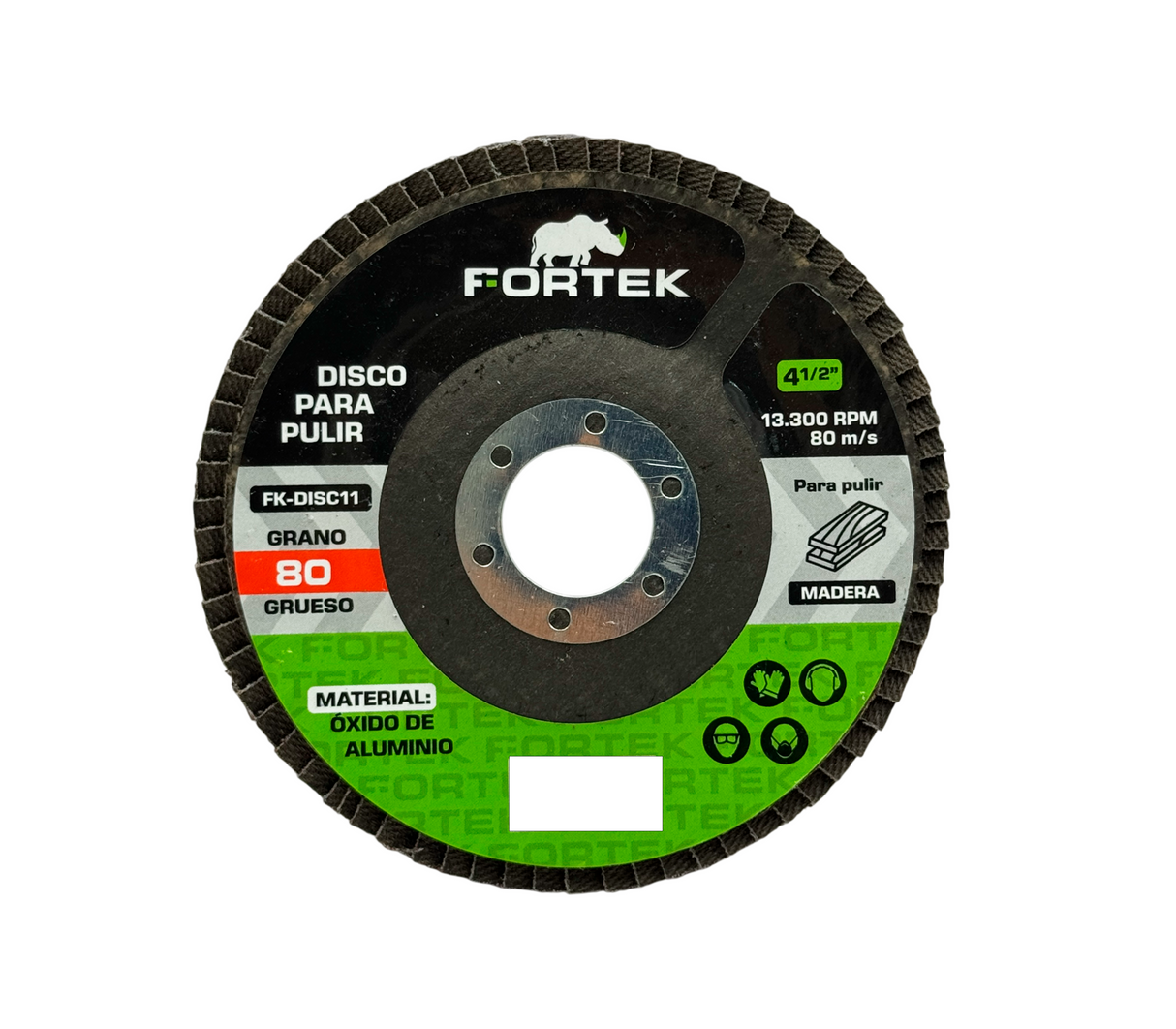 Disco para pulir madera 4 1/2" grano 80 grueso Fortek