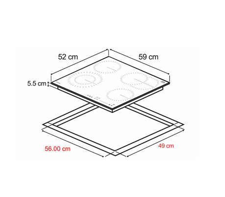 Tope de cocina eléctrico 4 hornillas 60cm negro Berlín Drija