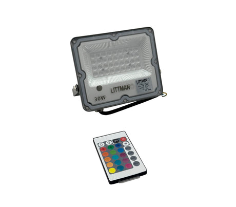 Reflector LED 30W RGB con control IP65 Gris/blanco Littman