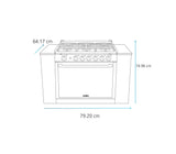 Cocina a gas para empotrar 80cm 6 hornillas silver Mabe