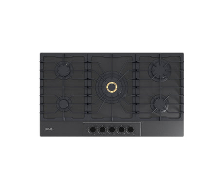 Tope de cocina a gas 5 hornillas 90cm negro Italia Drija