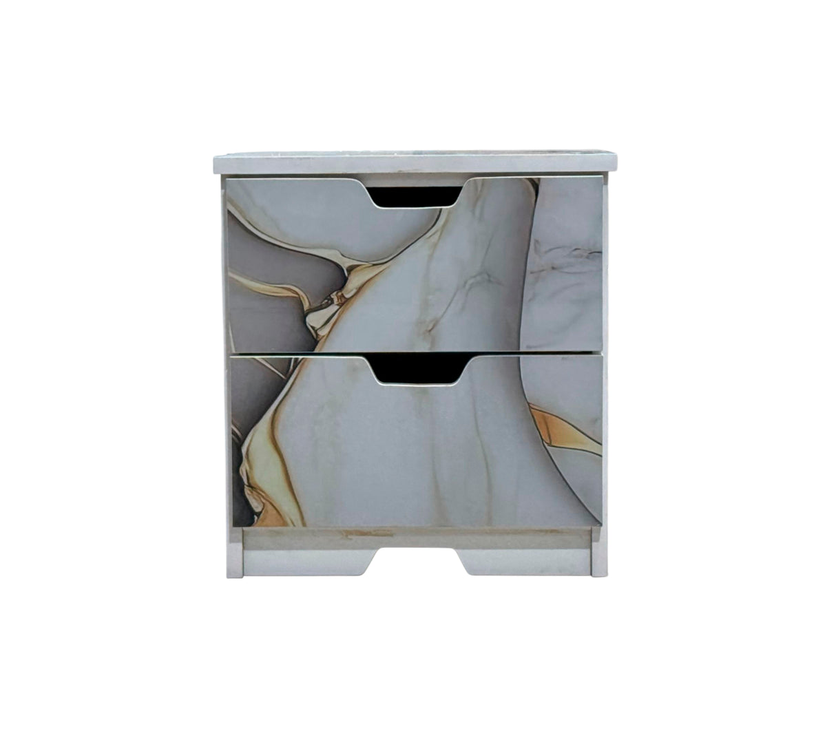 Mesa de Noche en PVC Marmolizado 2 Gavetas Powerfik