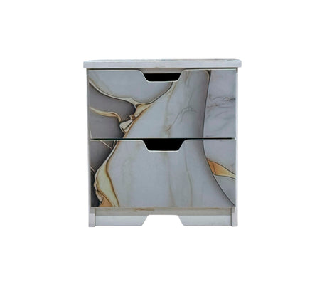 Mesa de Noche en PVC Marmolizado 2 Gavetas Powerfik