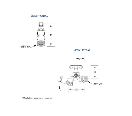 Llave chorro de manguera cromado 1/2" FP