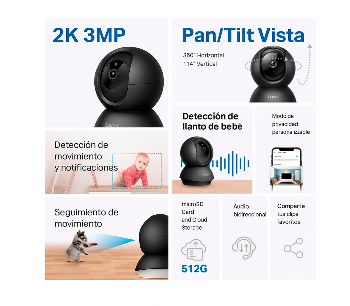Cámara de seguridad WiFi 2K C211 Negro Tapo
