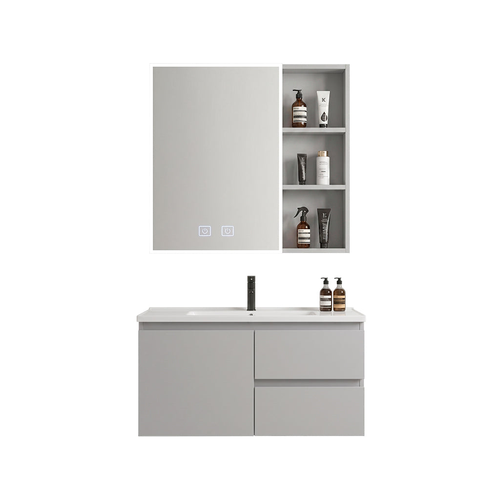 Mueble lavamanos de 60cm con espejo LED touch gris claro 302C  Proitaly