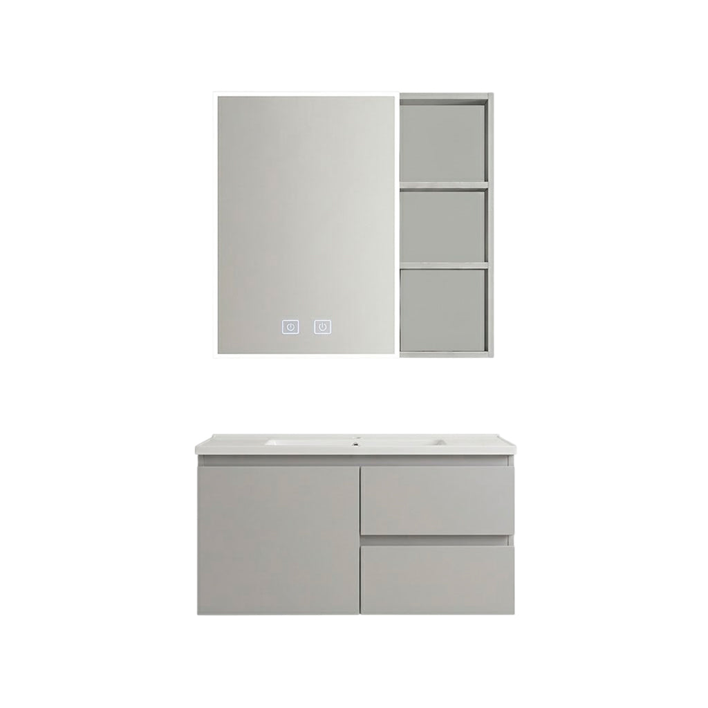 Mueble lavamanos de 60cm con espejo LED touch gris claro 302C  Proitaly