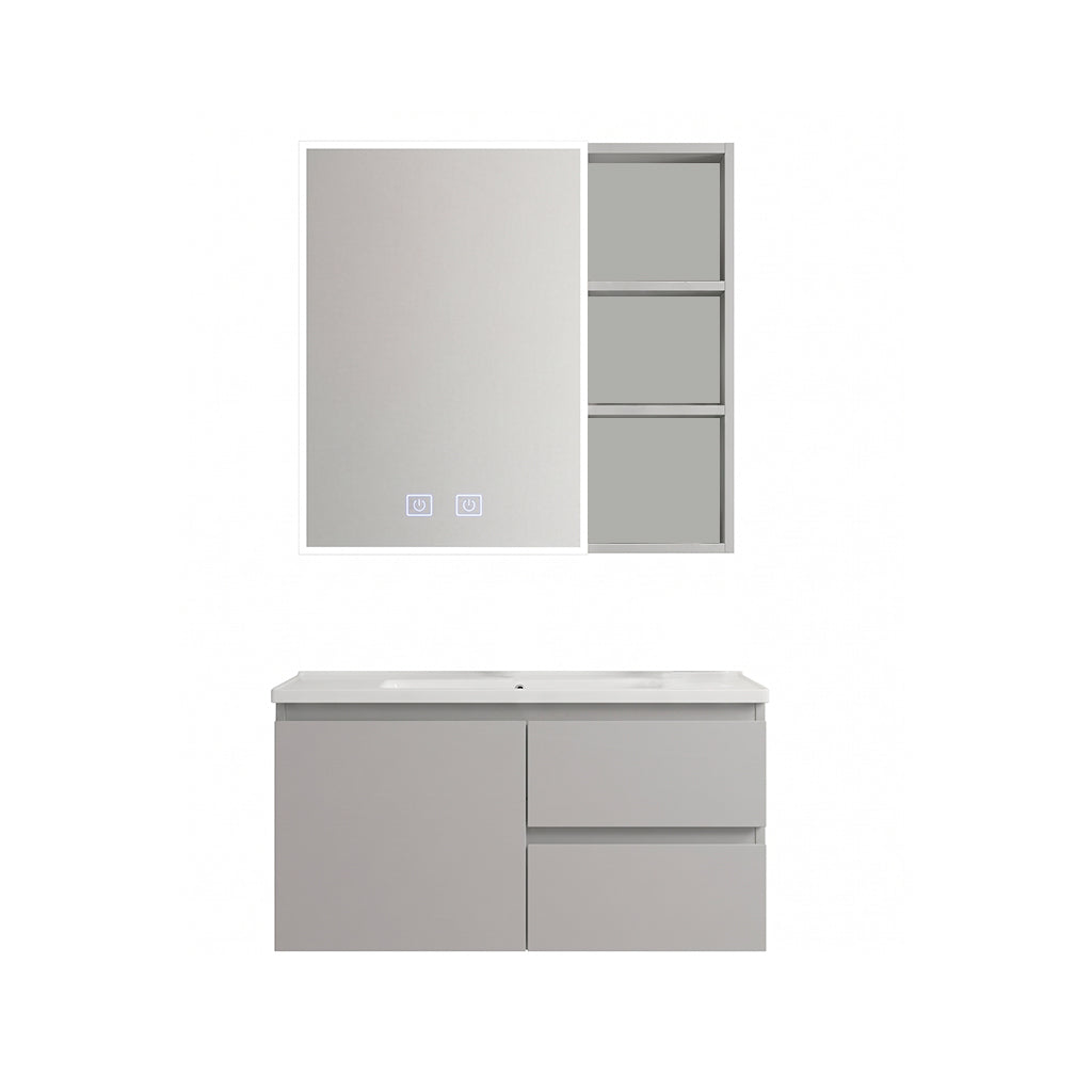 Mueble Lavamanos de 80cm con espejo LED touch gris claro Proitaly