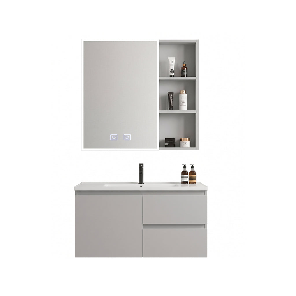 Mueble Lavamanos de 80cm con espejo LED touch gris claro Proitaly