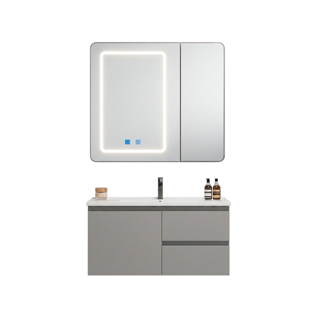 Mueble lavamanos de 60cm con espejo LED touch gris claro 302E Proitaly