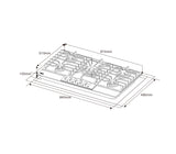 Tope de cocina a gas 5 hornillas 90cm negro Italia Drija