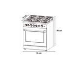 Cocina a gas piso Venecia 76cm 5 hornillas acero Drija