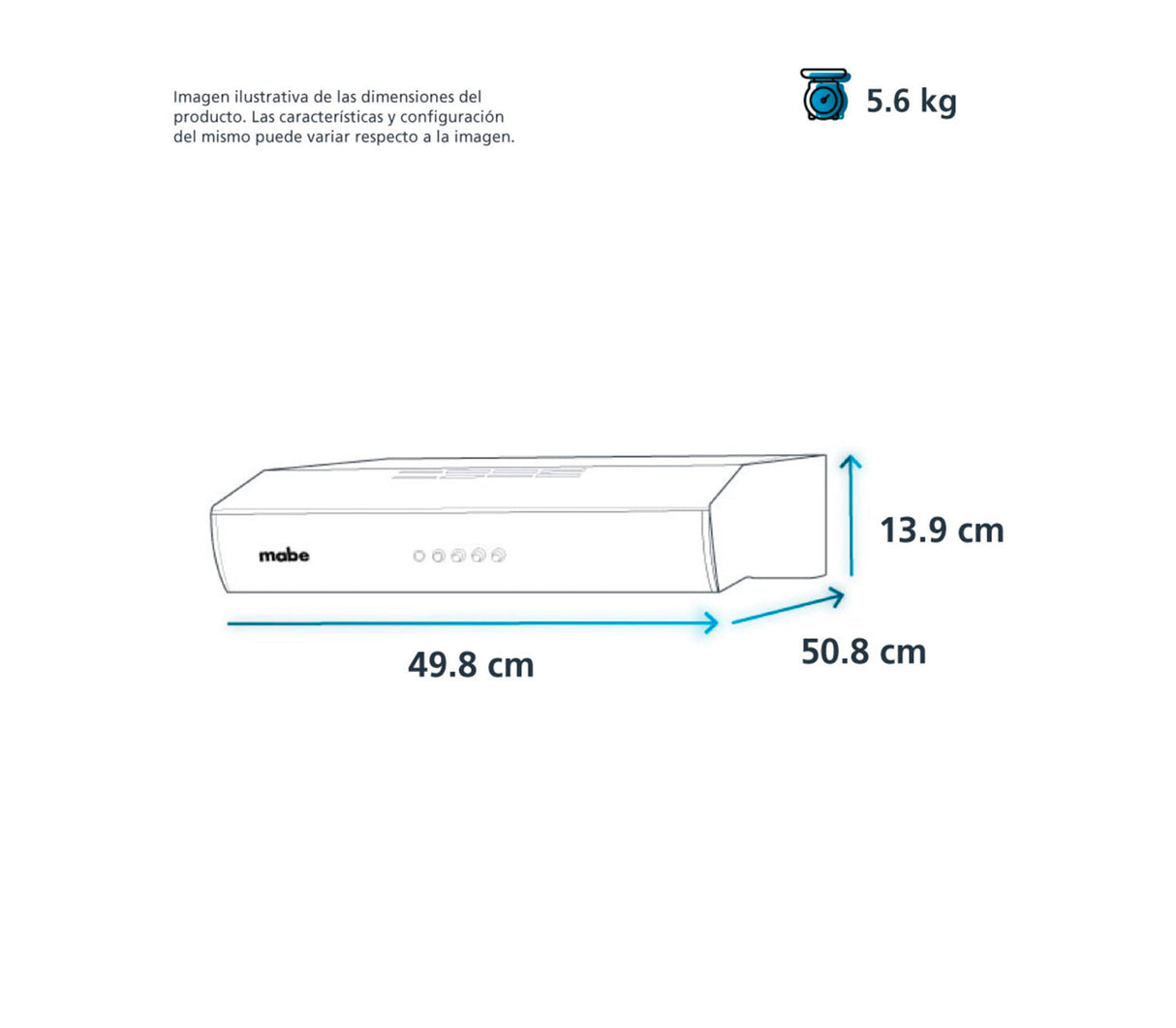 Campana UT 50cm 110V acero/inoxidable Mabe