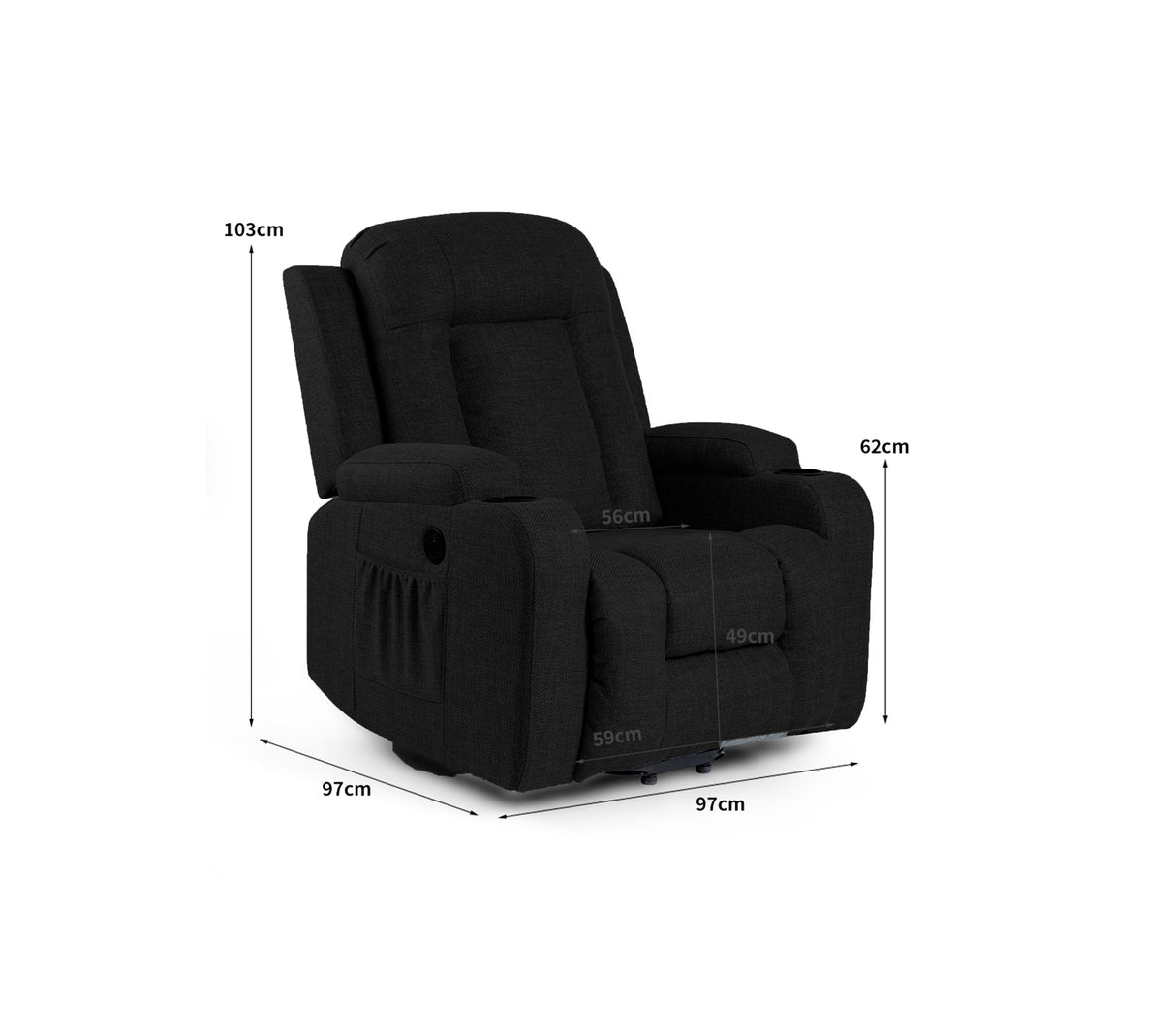 Poltrona/Sillón Reclinable y elevador en Tela de Lino Powerfik