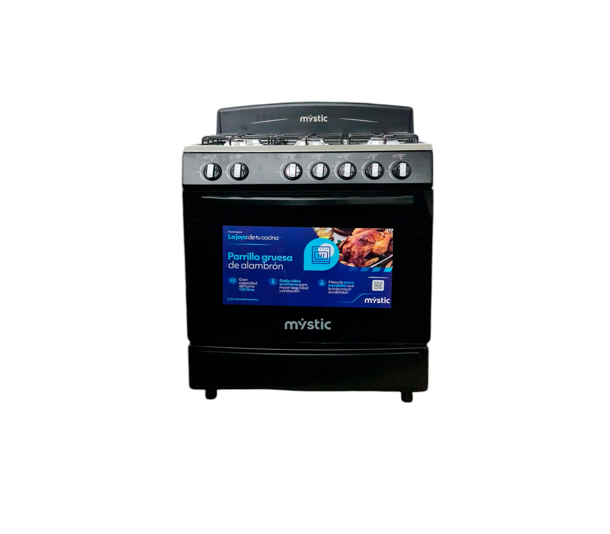 Cocina a gas Agata 6 hornillas (30") negra Mystic