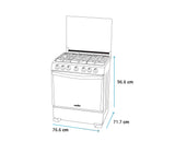 Cocina a gas piso 76cm 6 hornillas Silver Mabe MODELO