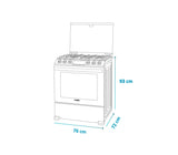 Cocina a gas piso 76cm 6 hornillas con encendido eléctrico acero inox Mabe
