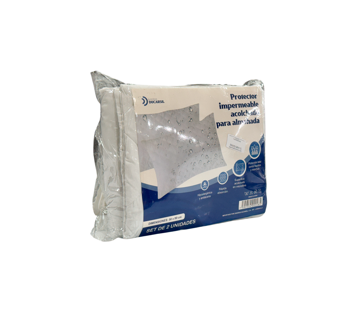 Set de 2 fundas impermeables acolchadas para almohadas 50 x 90 cm Ducarsil