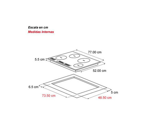 Tope de cocina inducción Alemania 4h 76cm negro Drija