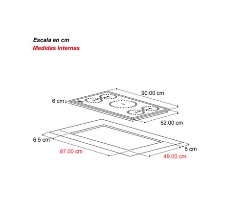 Tope de cocina inducción Alemania 5h 90cm negro Drija