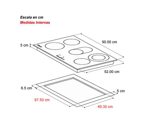 Tope de cocina eléctrico vitro touch 5h 90cm Alemania negro Drija