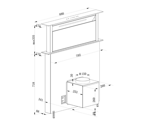 Campana Arco isla 90cm 110v acero Drija