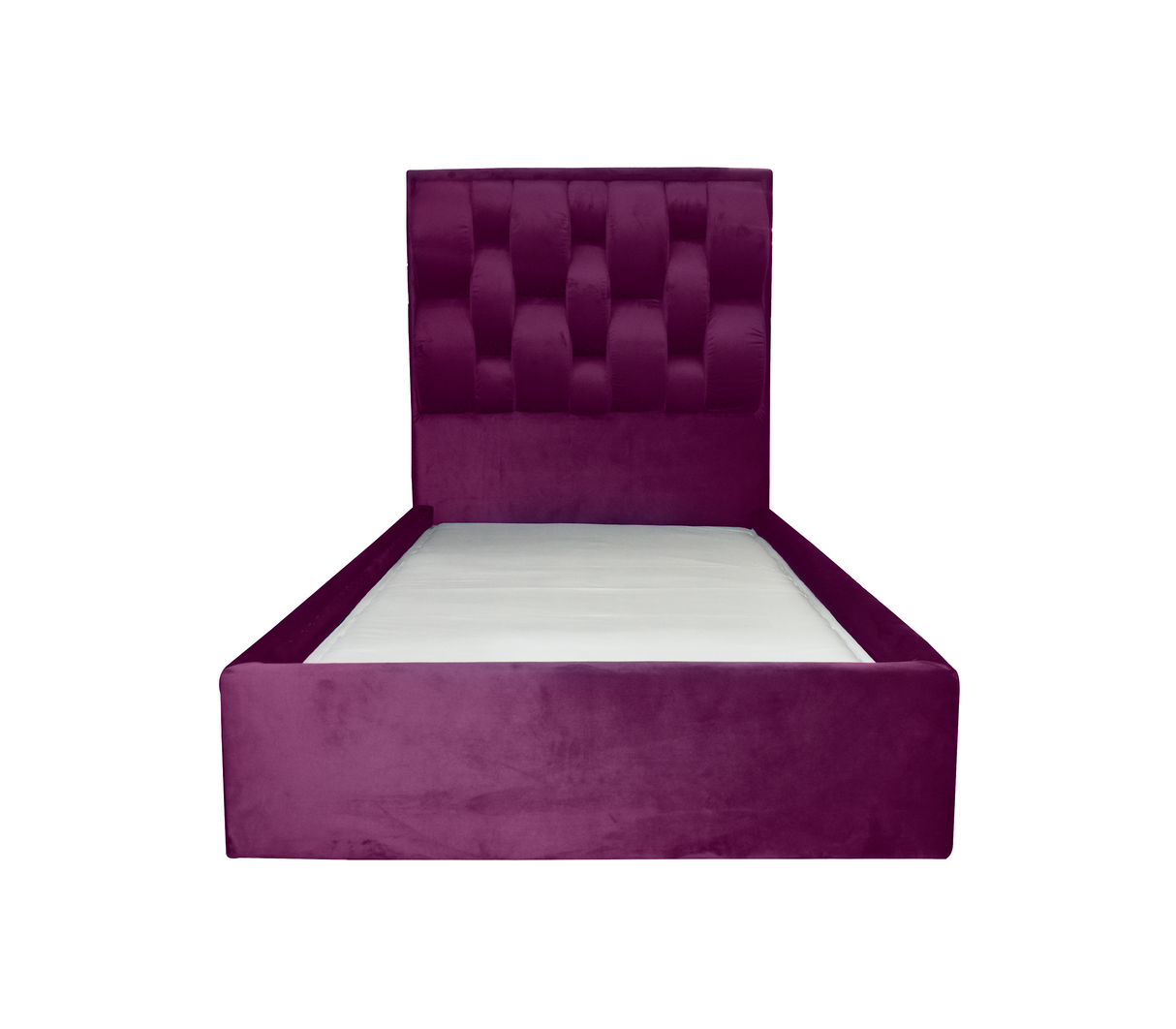 Box spring c/ copete (100cm x 190cm) bulgary tela de lujo lawrence violeta Okalia