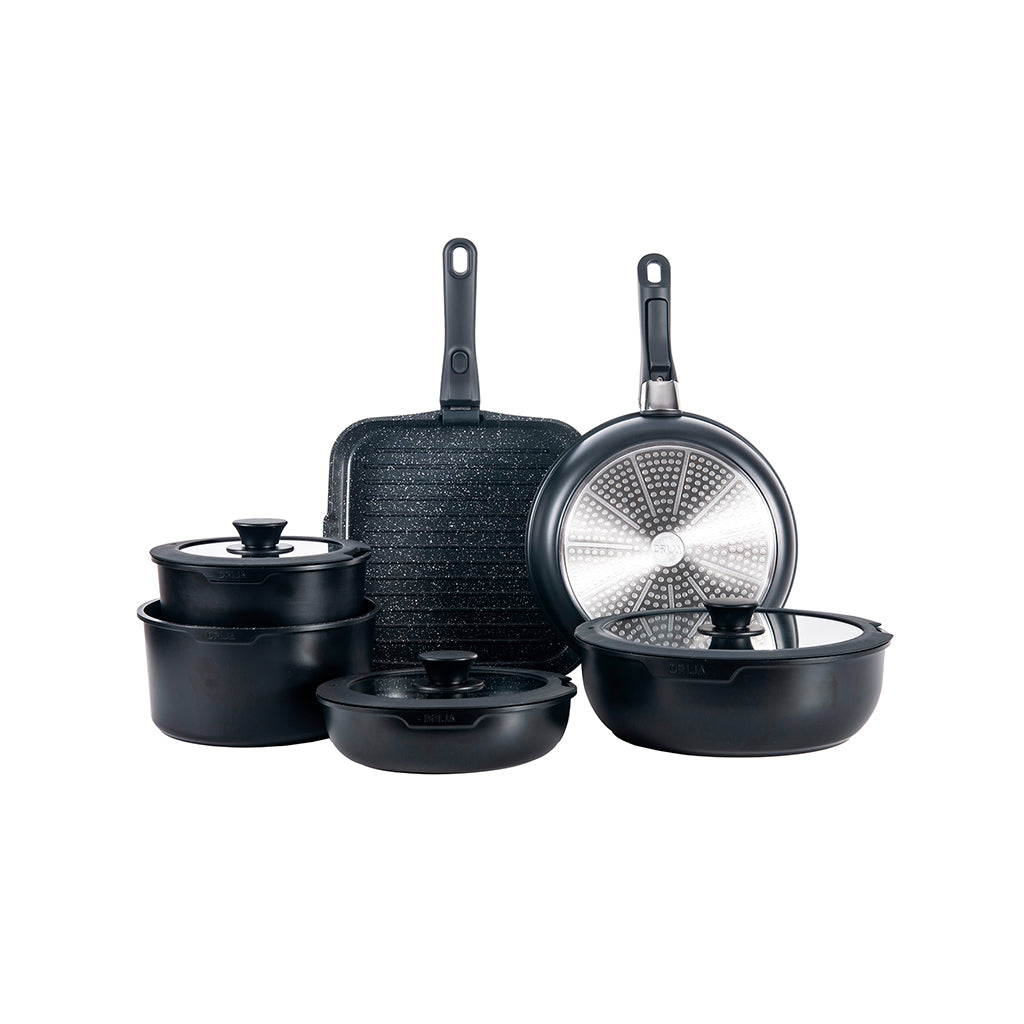 Juego de Ollas y Sartenes Bucatini 19 piezas negro Drija