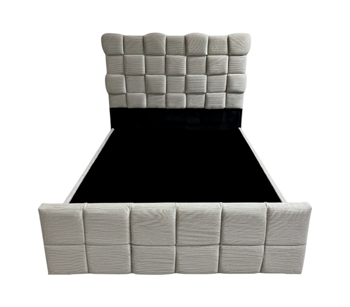 Box spring matrimonial c/copete (140cm x 190cm) dis 3d cuadros tela beige Fabricadora Man