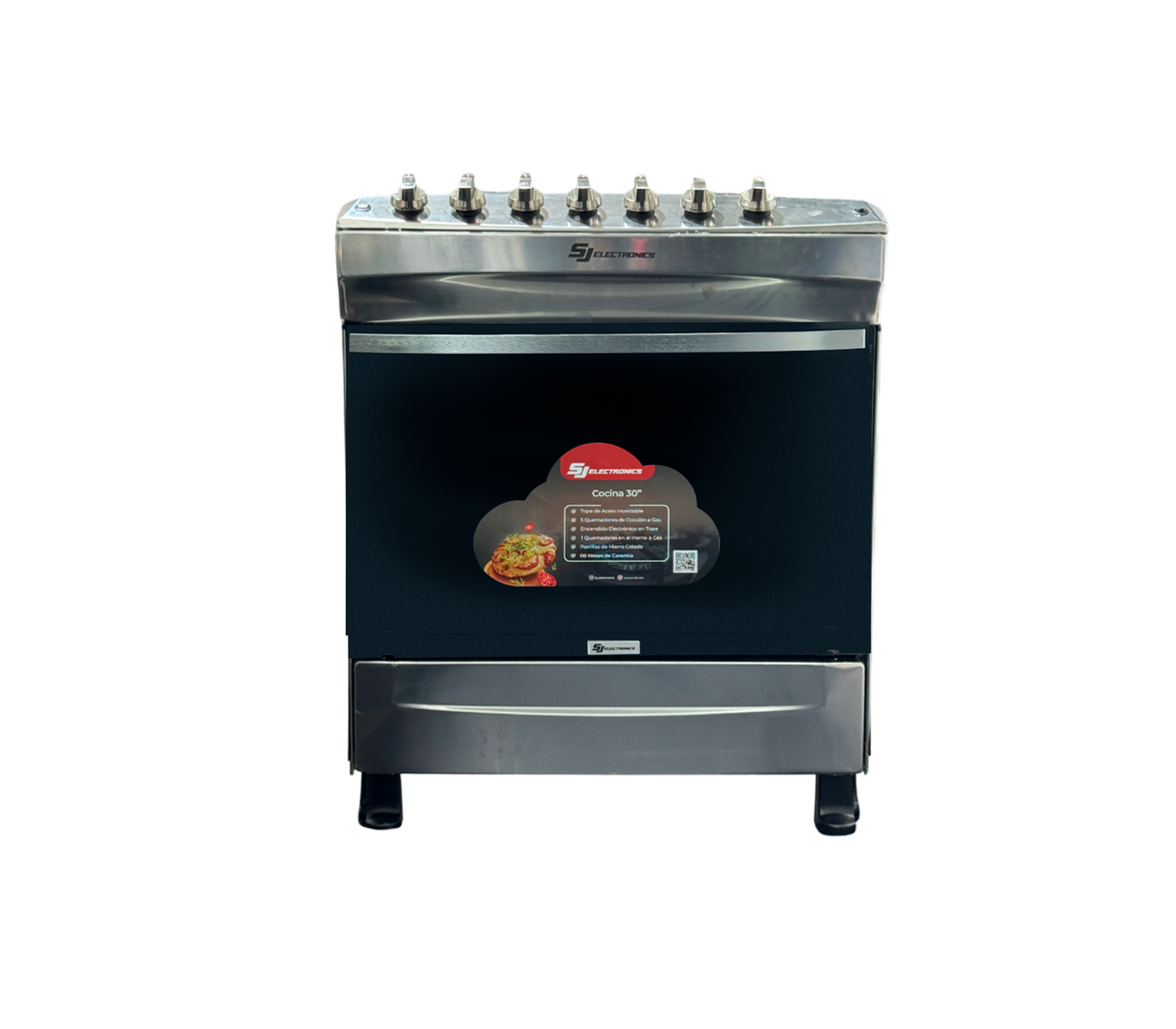 Cocina a gas 30" de piso 5h horno acero sj-301a5h Sj Electronics