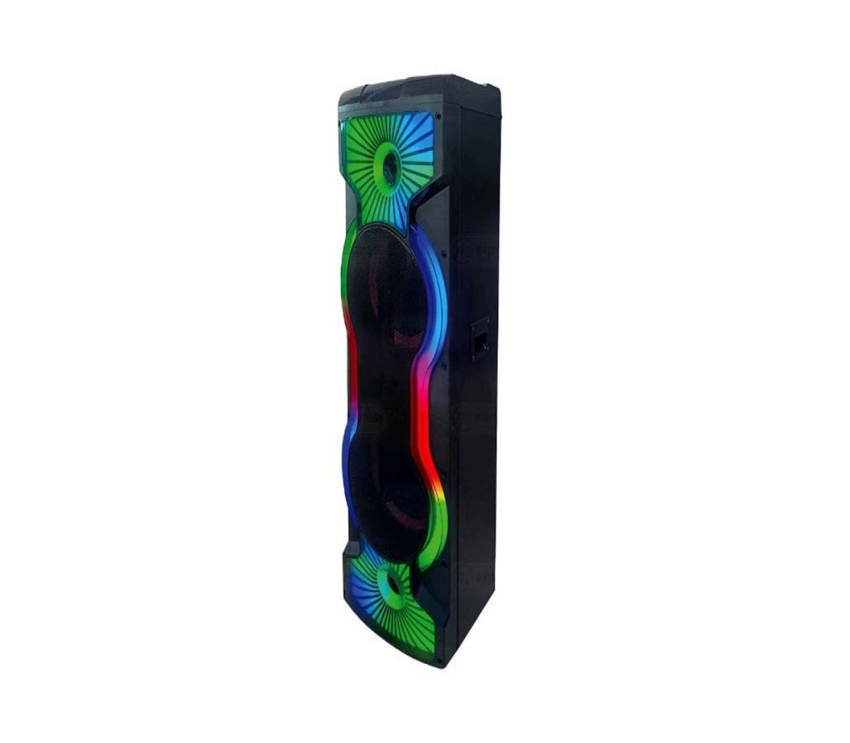 Corneta recargable 12" x2 Subwoofer karaoke/LED/Amplif. cont. y mic.alambrico 100W Sankey