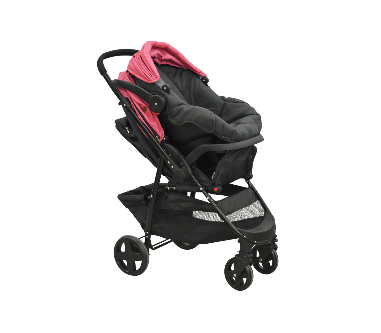 Coche para bebé 4 ruedas con porta bebe negro/rosado Spectrum