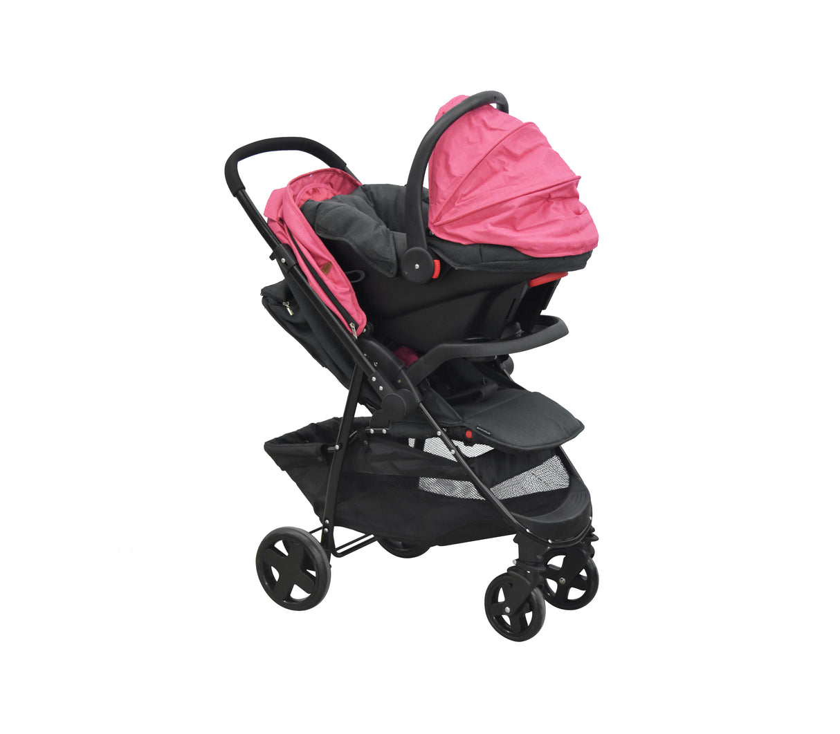 Coche para bebé 4 ruedas con porta bebe negro/rosado Spectrum