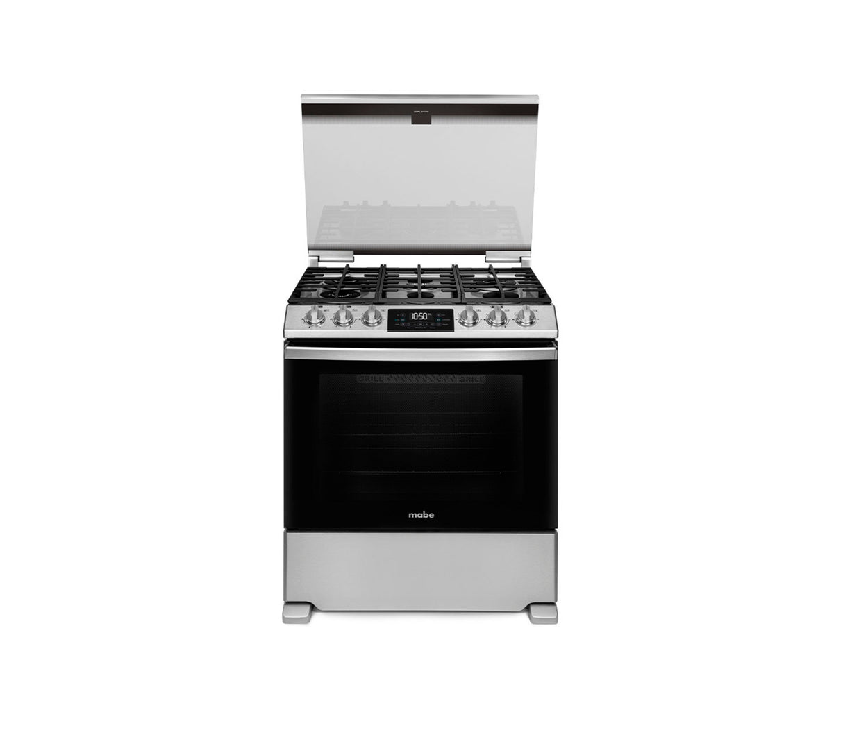 Cocina a gas piso 76cm 6 hornillas con encendido eléctrico acero inox Mabe